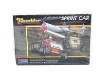 Load image into Gallery viewer, Monogram Gambler Sprint Car packaging view showing red, black, and yellow model kit.
