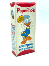 Load image into Gallery viewer, Side view of Paperino's Shampoo packaging highlighting cartoon character and text description.
