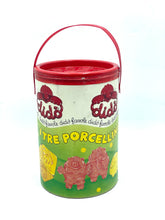 Load image into Gallery viewer, Adica Pongo colorful storage bucket front view with handle and decorative design.
