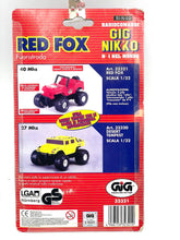 Load image into Gallery viewer, Back view of Nikko Red Fox 32321 Jeep packaging showcasing product details and brand logo.
