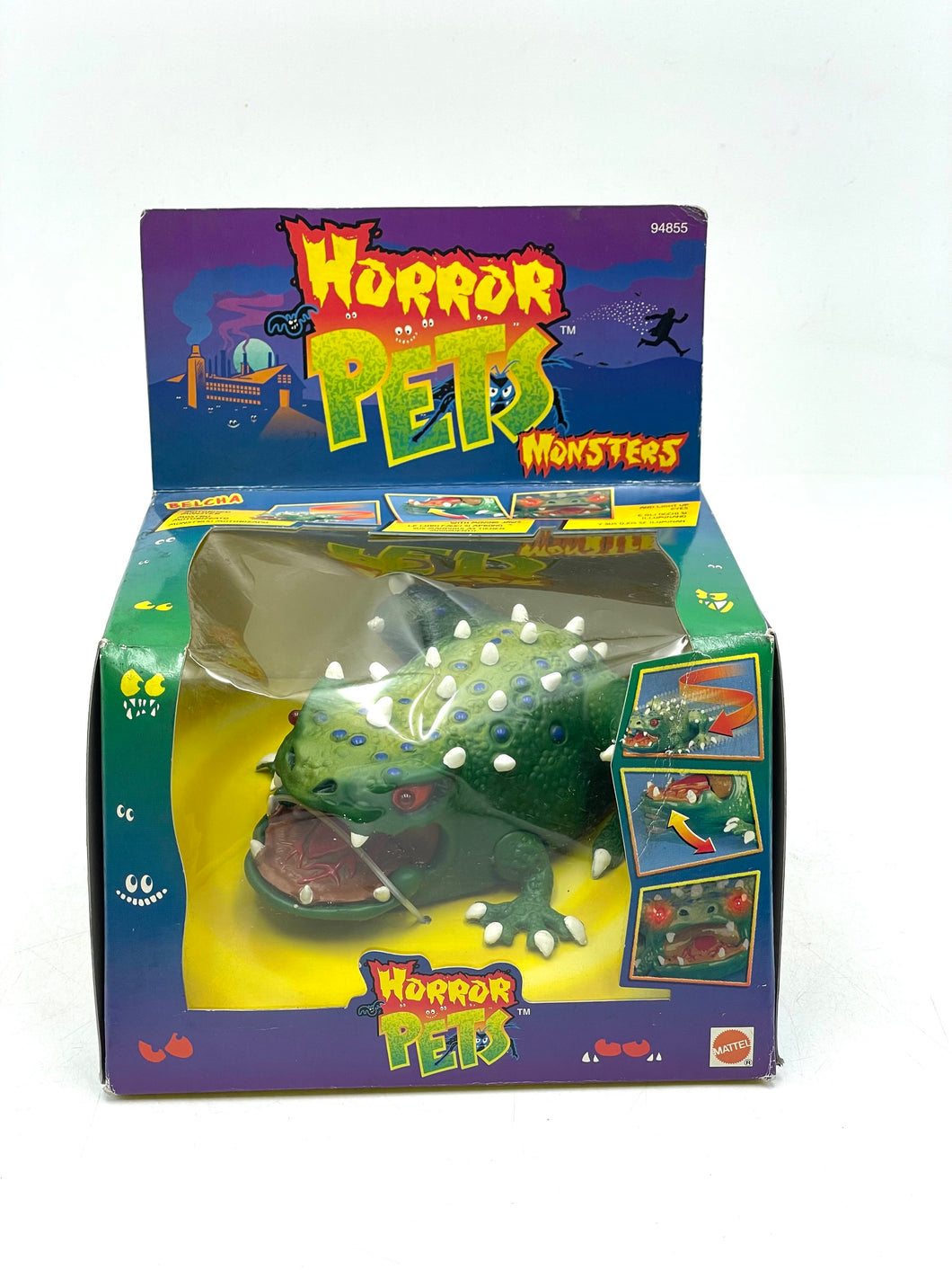 1994 Mattel Horror Pets Belcha the frog Motorized Monster Light Up Eyes new old stock