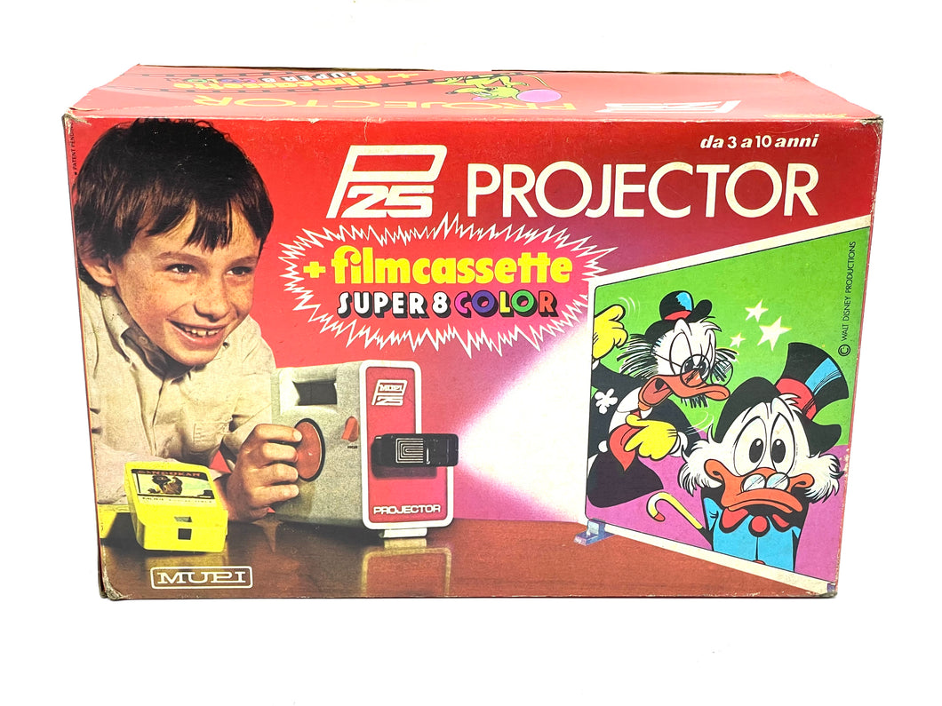 Proiettore Anni 70 Projector P25 MUPI Disney Paperone Rockerduck Box new old stock