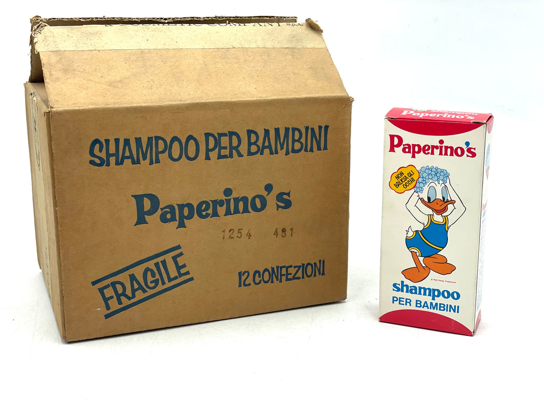 1969 Disney -Paperino’s Shampoo per bambini & brown box new old stock