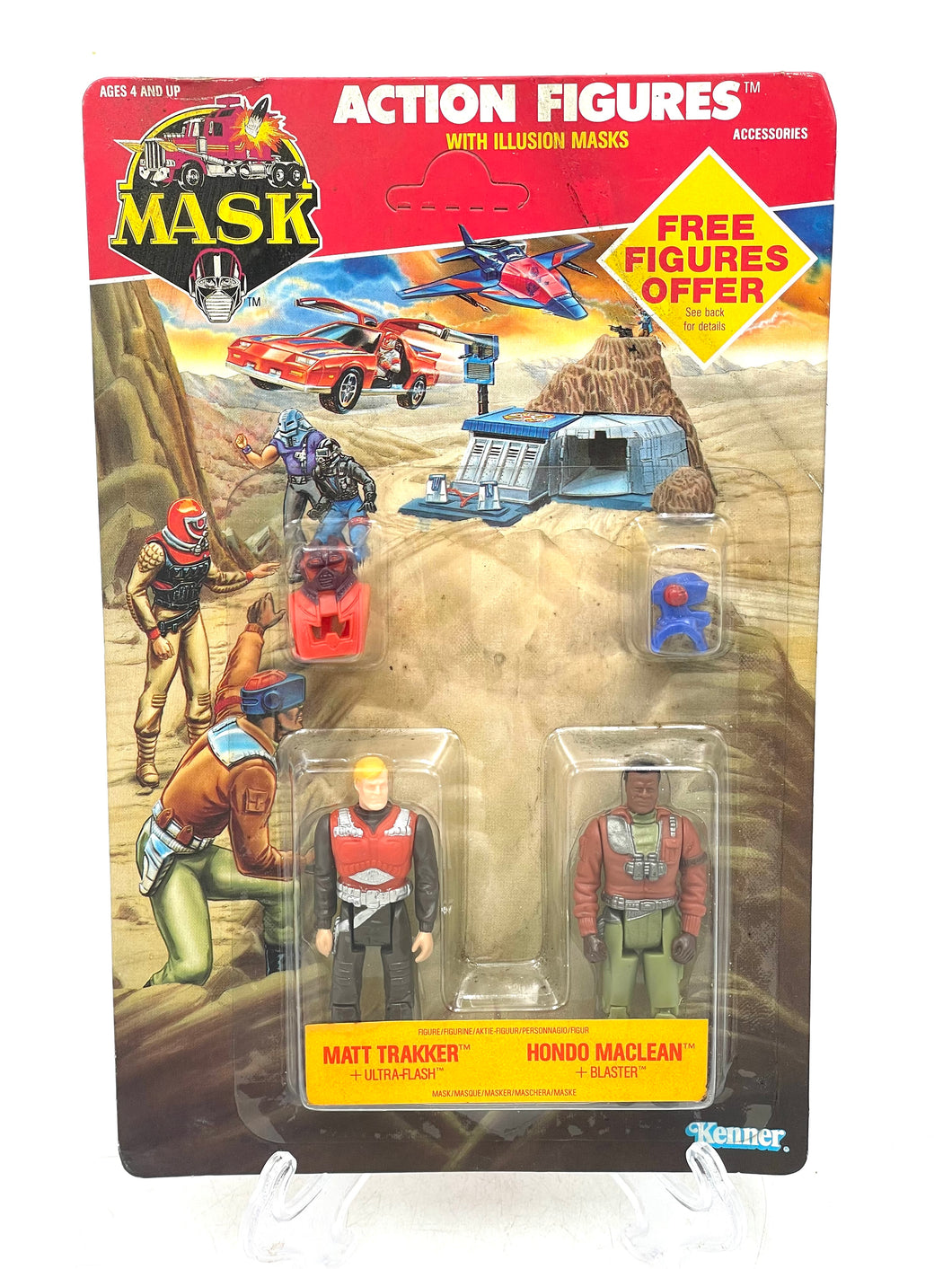 1987 Kenner MASK M.A.S.K. Matt Trakker and Hondo Mac Lean Holy Grail Card new old stock