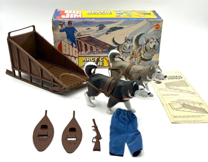Front view of 1973 Mattel Big Jim Arctic Rescue playset with accessories