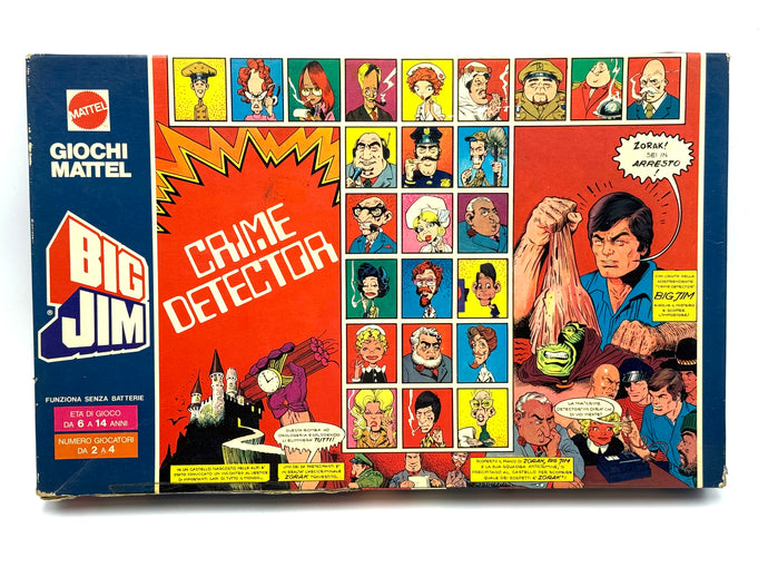 Front view of Big Jim Crime Detector board game box