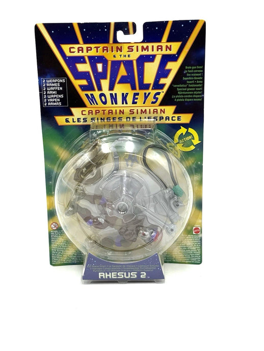 sealed	Front view of sealed Captain Simian Rhesus 2 action figure by Mattel