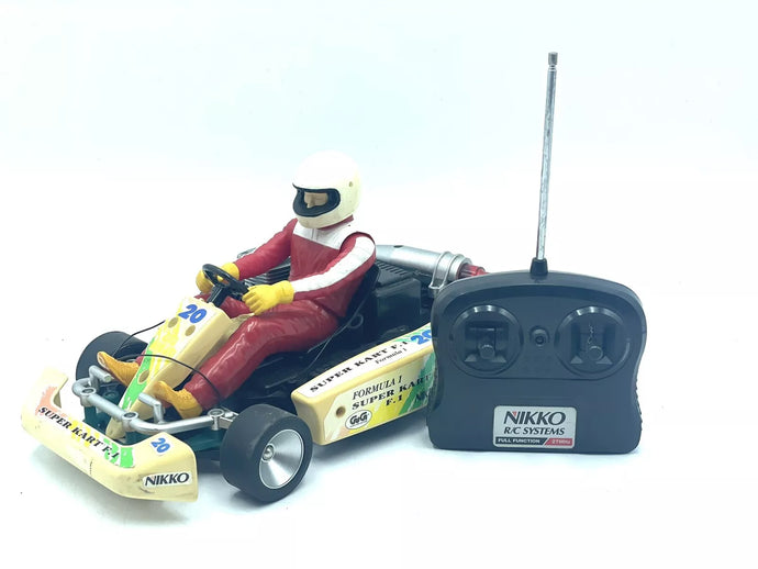 Front view of Gig Nikko Super Kart F1 vintage RC car with original remote