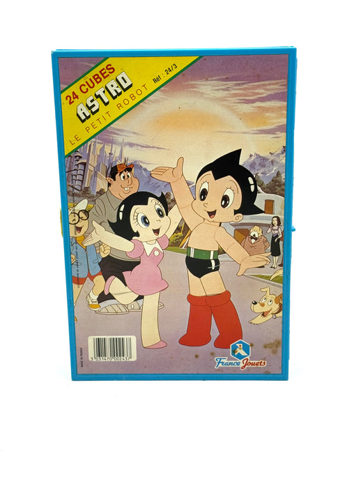 Front view of vintage Mighty Atom Astro Boy robot cube playset from Japan
