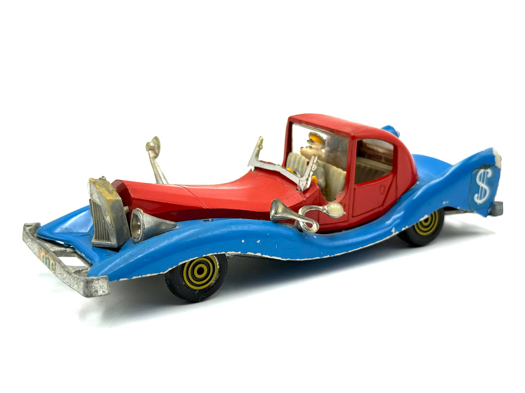 Front view of Politoys M559 Uncle Scrooge Car vintage die-cast model