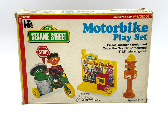 Front view of Sesame Street Motorbike Playset Knickerbocker 1976