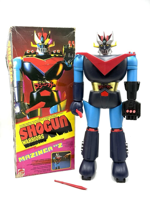 Front view of Mattel Shogun Warriors Great Mazinger vintage robot with box