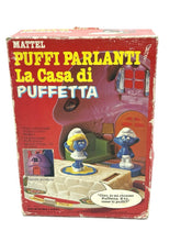 Load image into Gallery viewer, Vintage wear close-up of 1980s Smurfette’s House Puffi Parlanti
