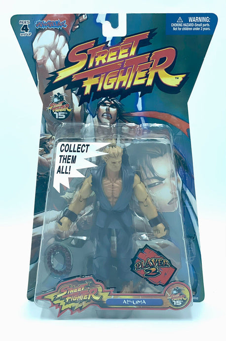 Front view of sealed Street Fighter Akuma Player 2 Jazwares figure

