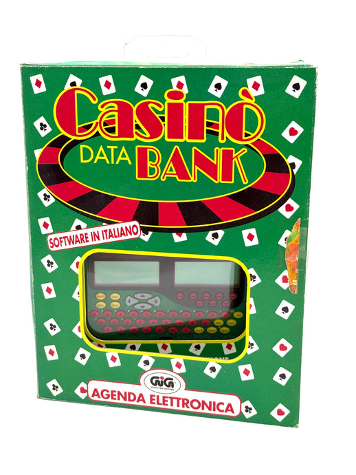 Front view of Tiger Electronics Casino Data Bank GiG Italy NOS sealed packaging